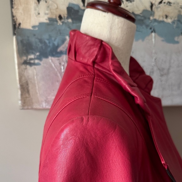 Elie Tahari Women's Red Leather Jacket Size Small - Picture 11 of 16